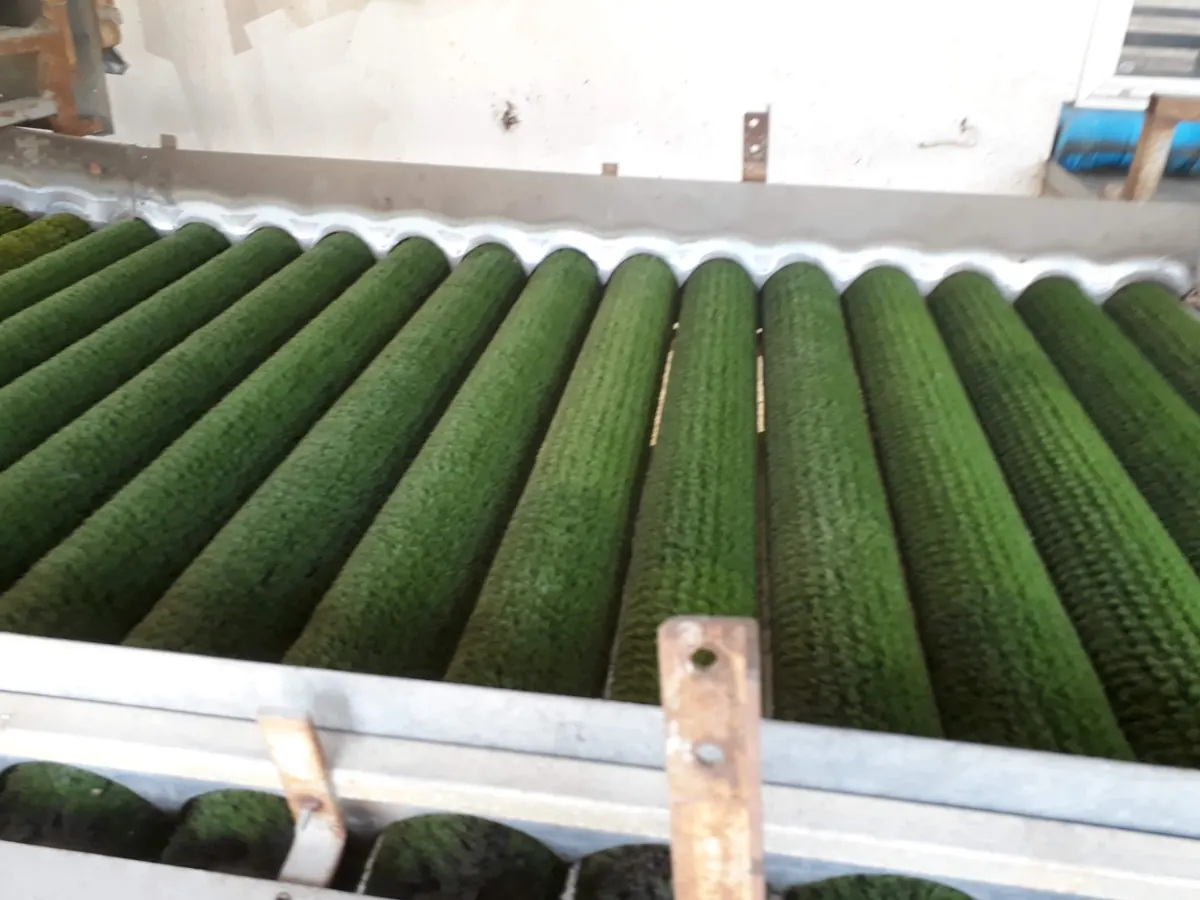 Green roller conveyor used to handle produce gently